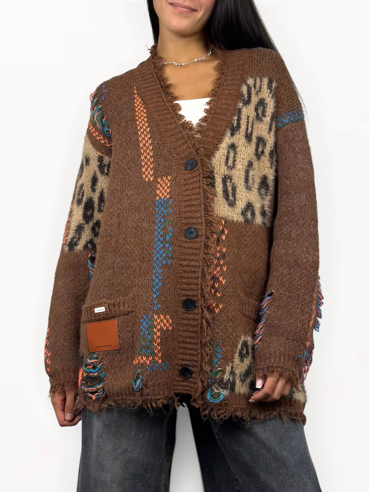 CECILE CARDIGAN CON TASCHE ANIMALIER