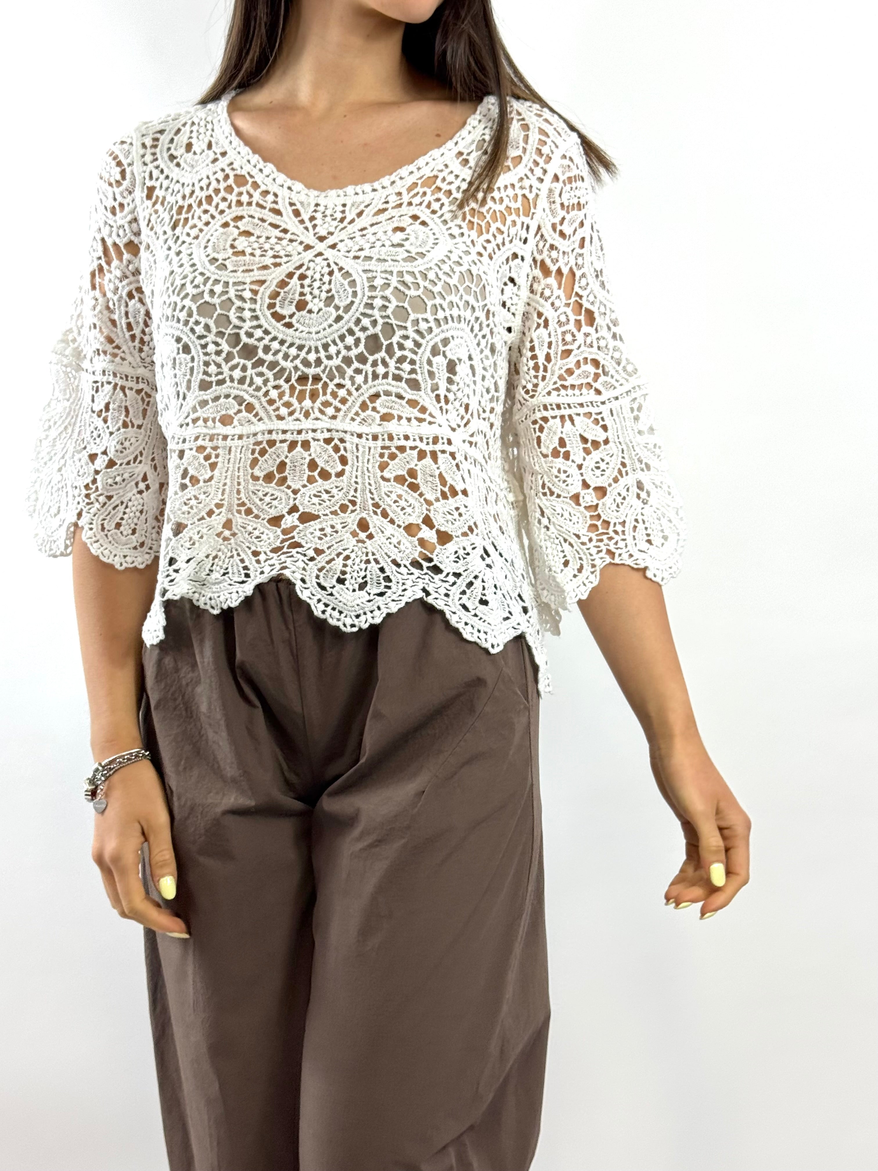 SUSY MIX MAGLIA CROCHET BIANCA