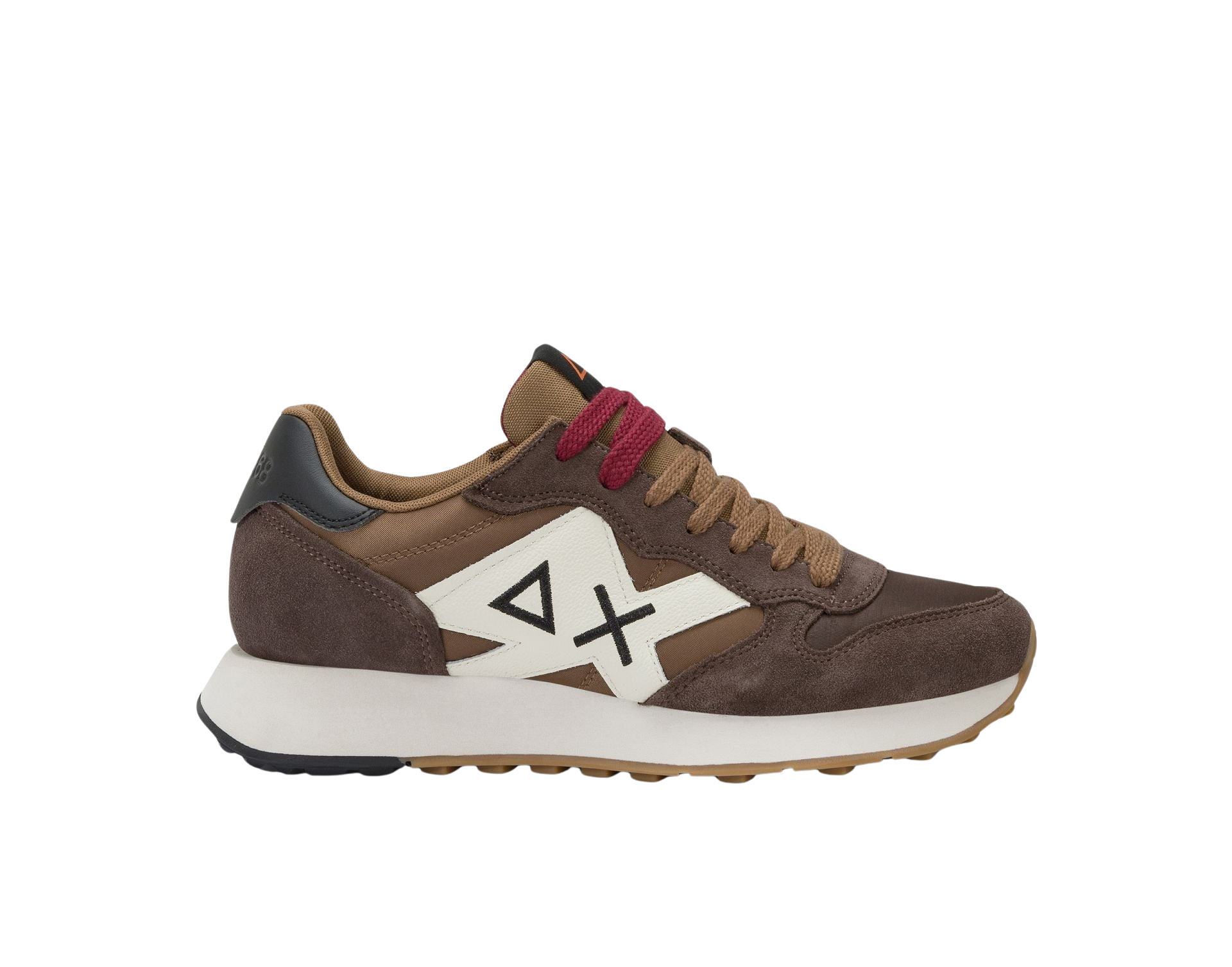 SUN68 Sneaker uomo nylon suede con logo grande marrone