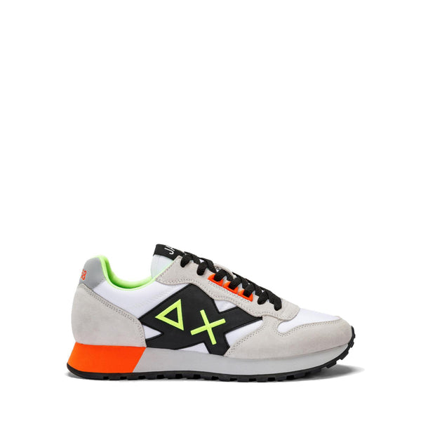 SUN68 Sneakers uomo bianca con big logo nero e dettagli fluo