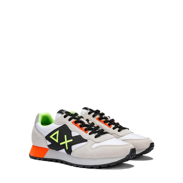 SUN68 Sneakers uomo bianca con big logo nero e dettagli fluo