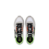 SUN68 Sneakers uomo bianca con big logo nero e dettagli fluo