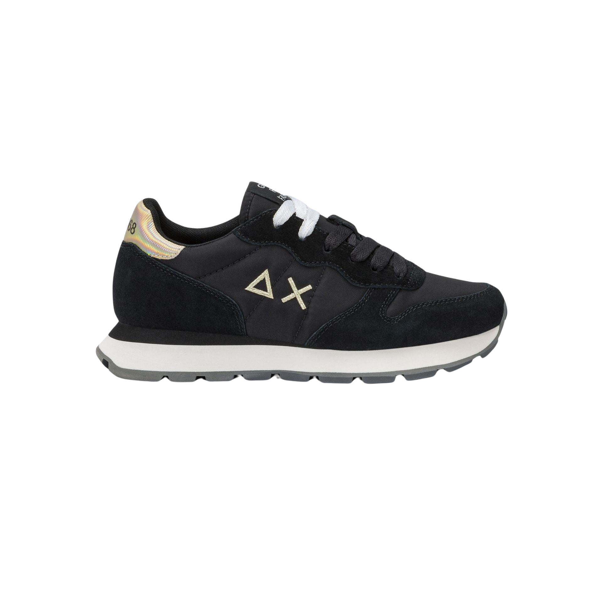 SUN68 Sneaker Ally Gold Silver in nylon e suede nero