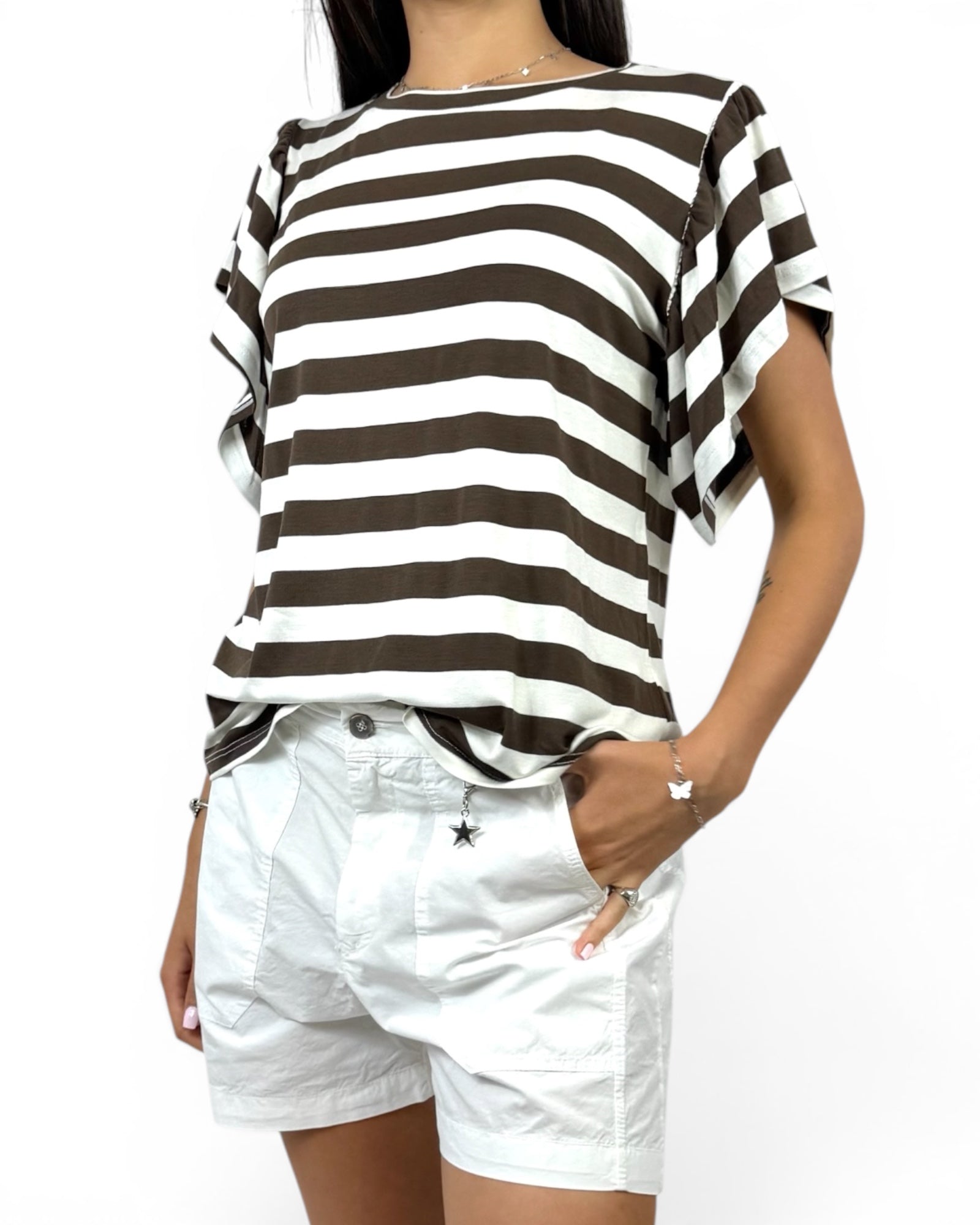 SUSY MIX MAGLIA RIGHE MORO