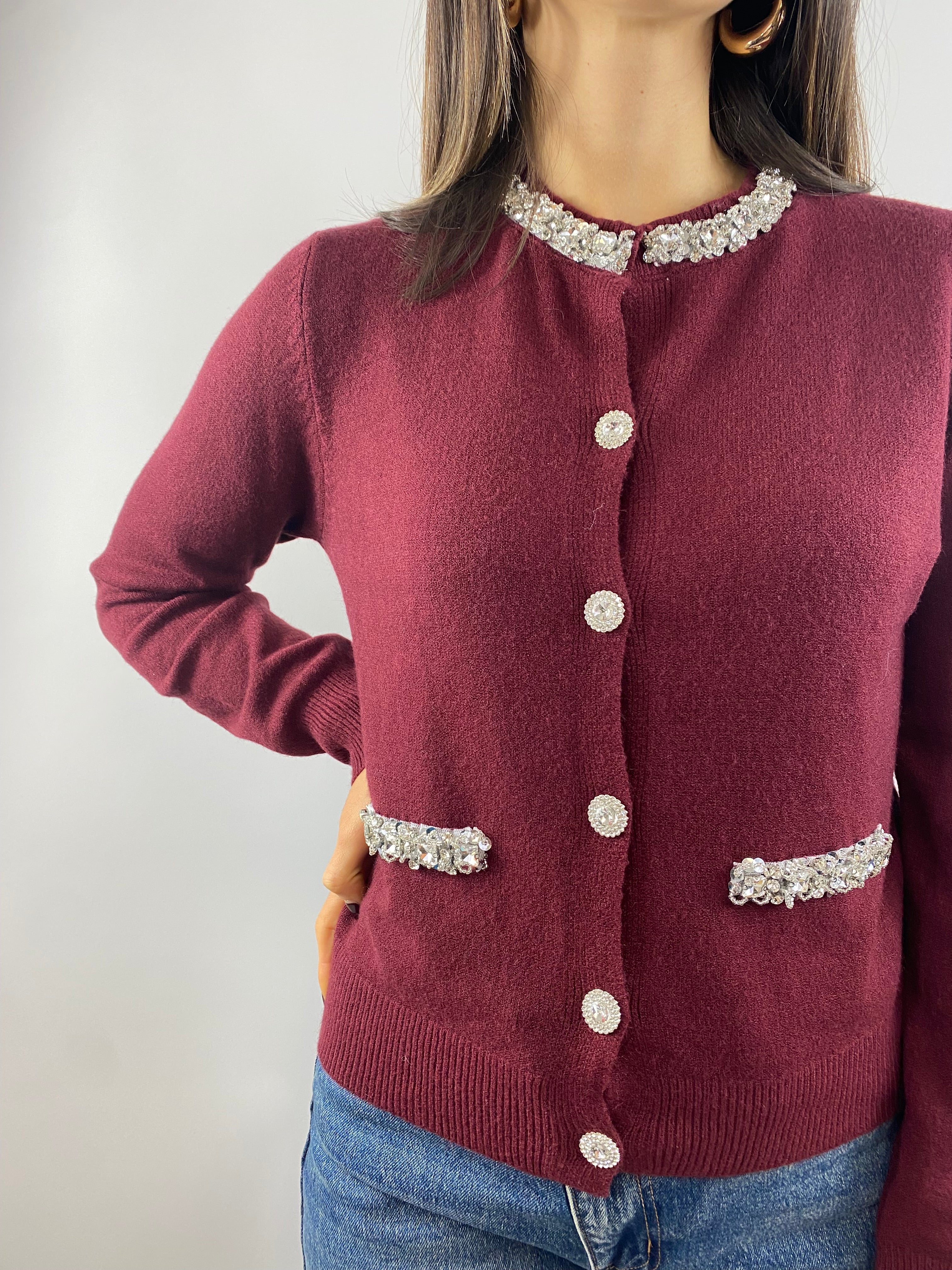 SUSY MIX CARDIGAN VINO