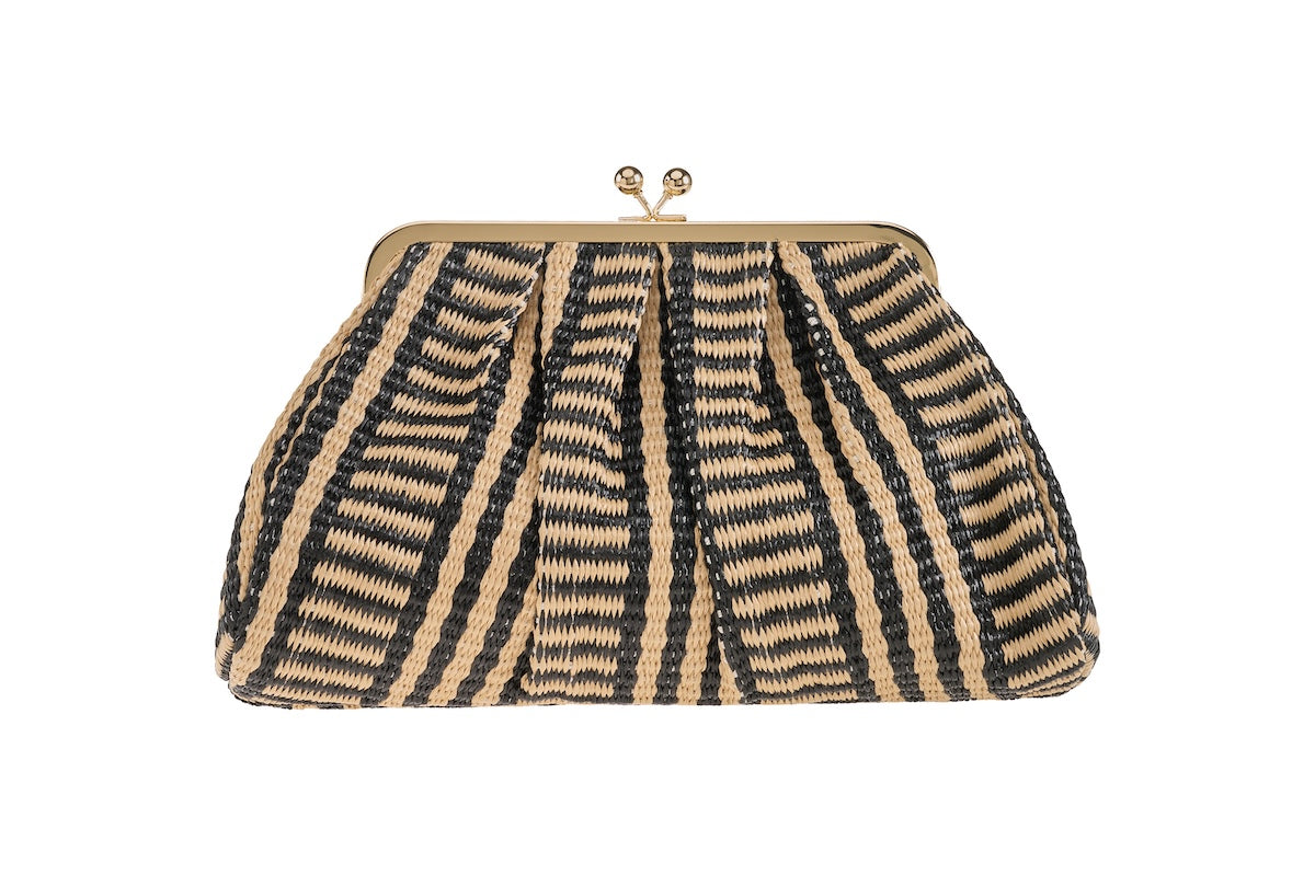 ANNA CECERE POCHETTE PASTICCINO RIGHE NERA