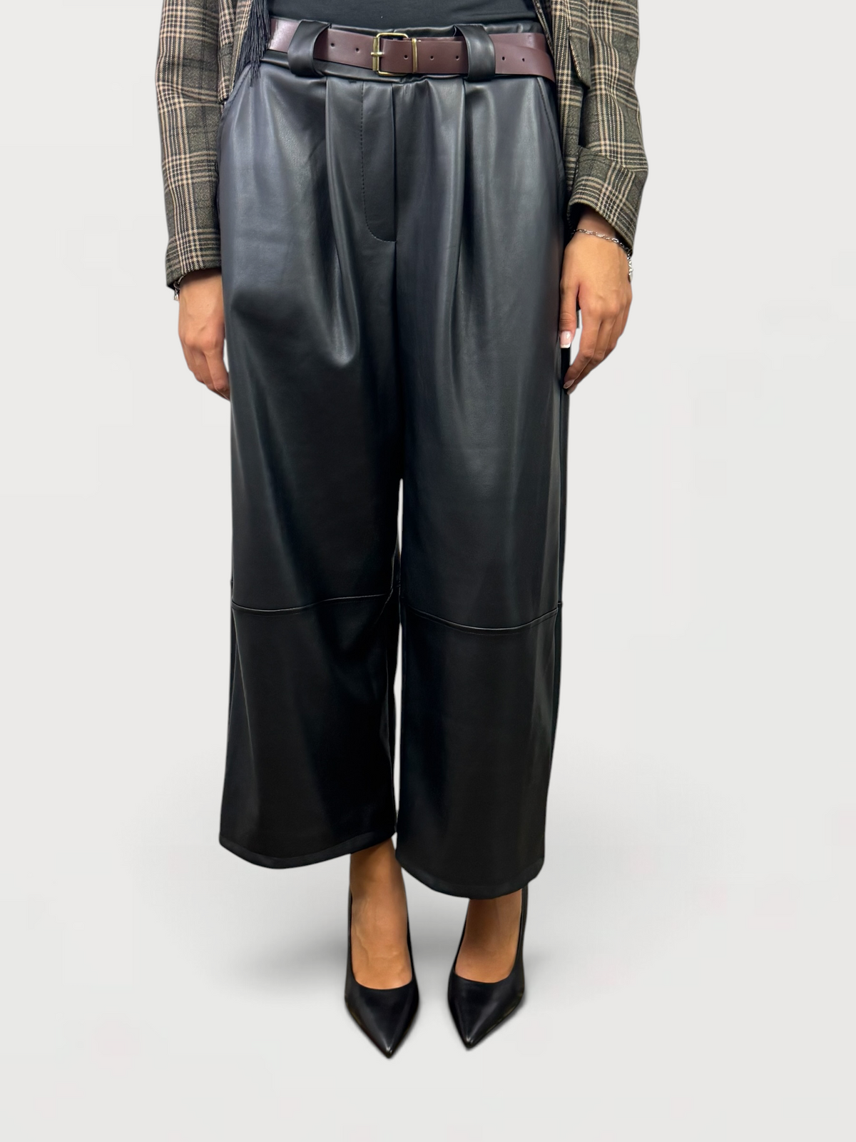 CECILE PANTALONI PENCE CON CINTURA NERO