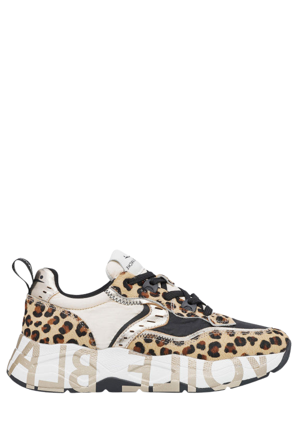 VOILE BLANCHE Sneaker donna dettagli platino e leopardo