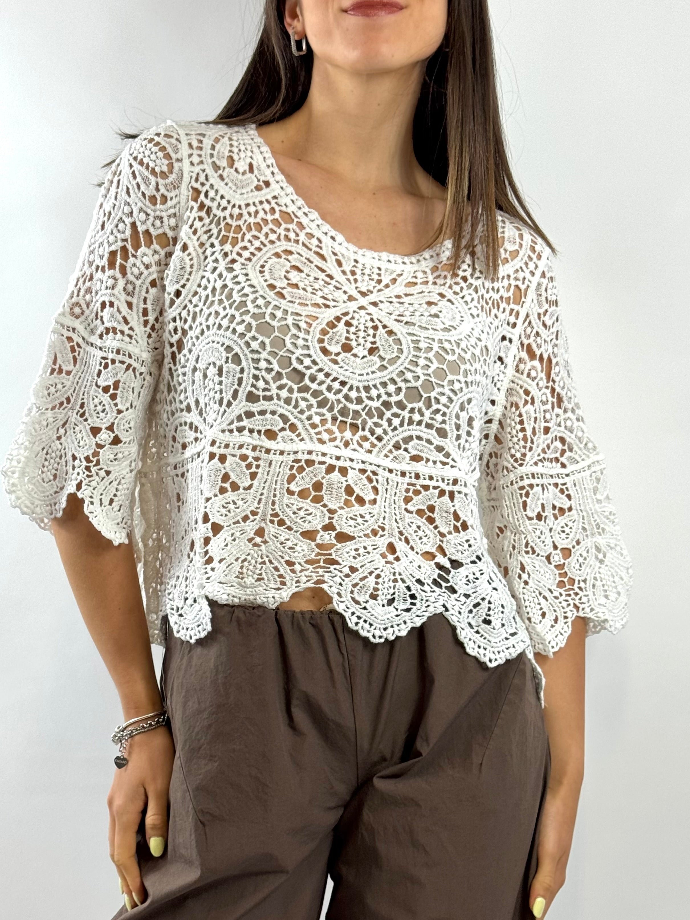 SUSY MIX MAGLIA CROCHET BIANCA
