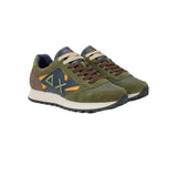 SUN68 Sneaker uomo in suede verde militare