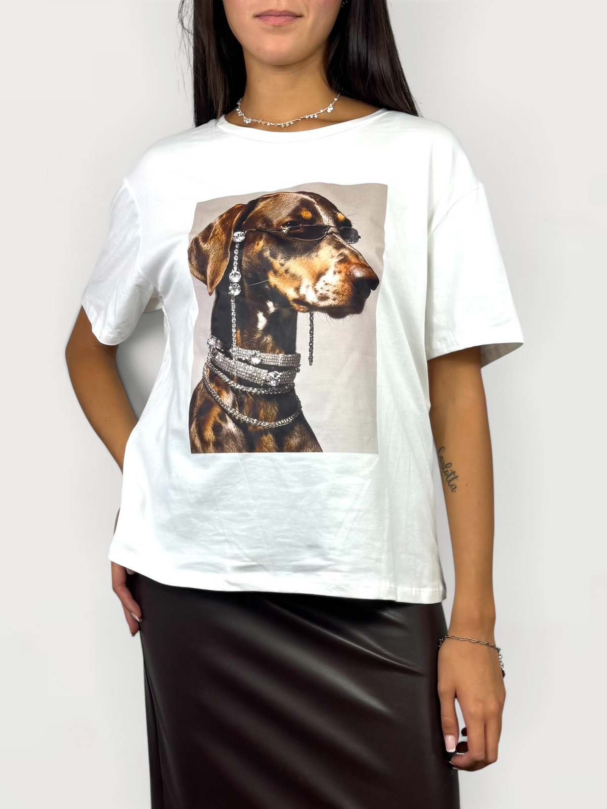 SUSY MIX T-SHIRT CON STAMPA CANE