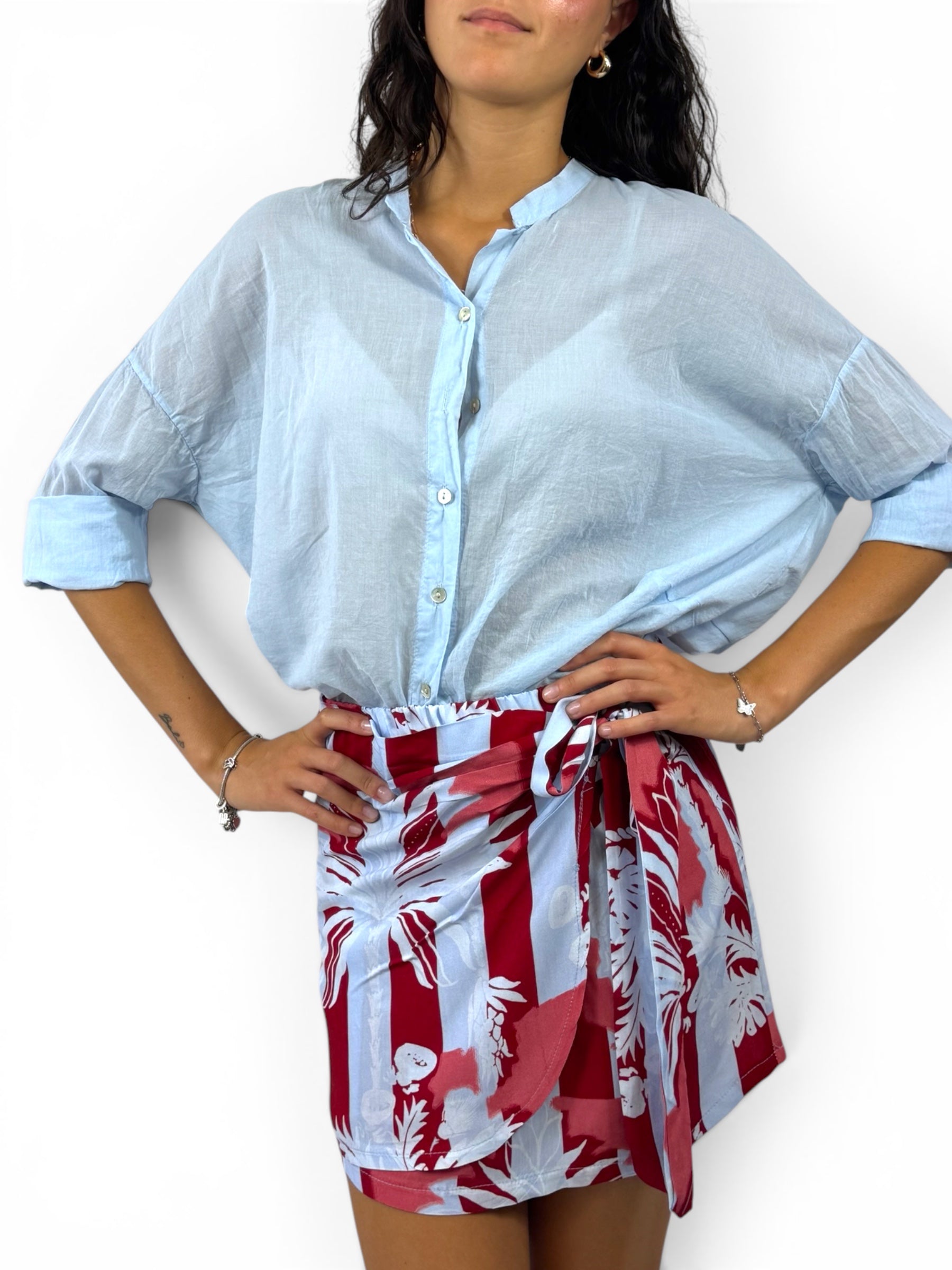 KIKISIX CAMICIA NODO CELESTE