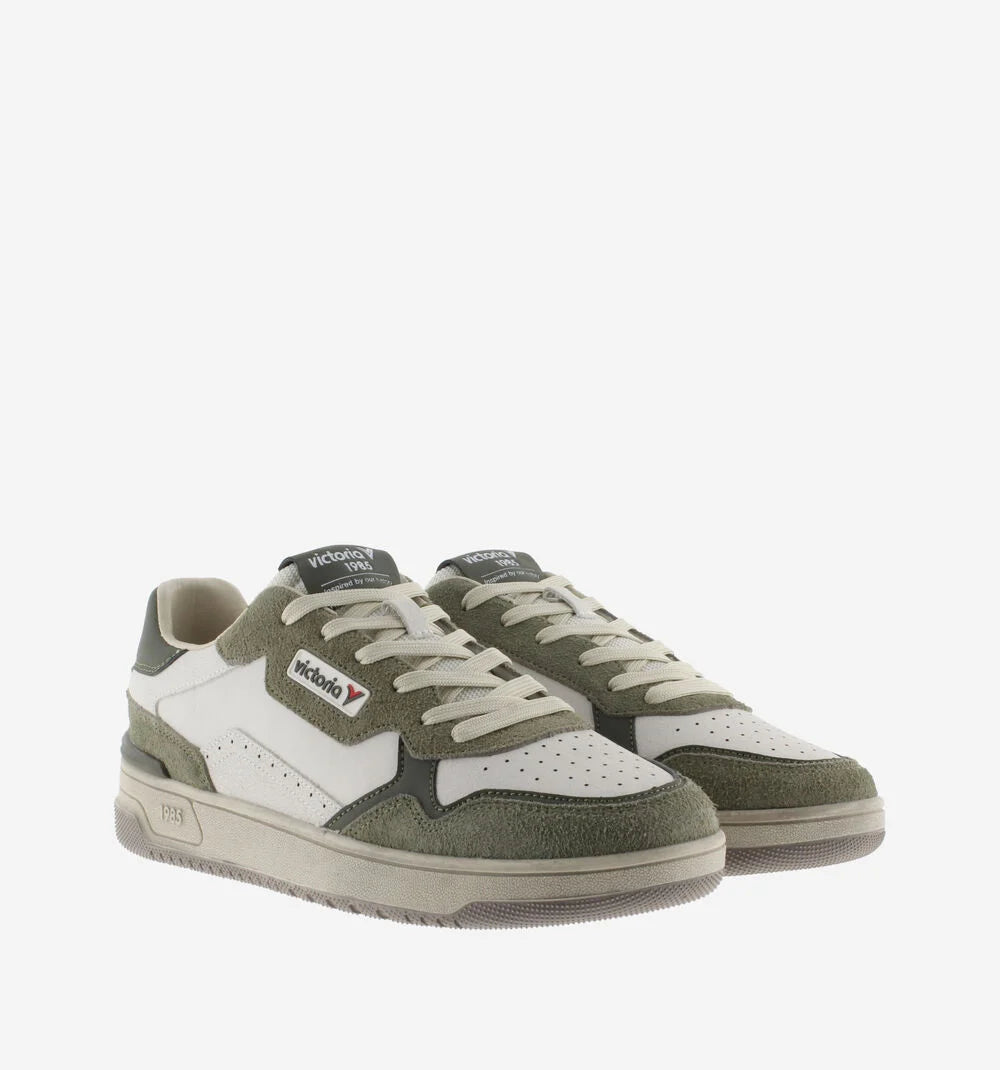 VICTORIA Sneaker uomo modello tennis materiali suede pella crack kaki