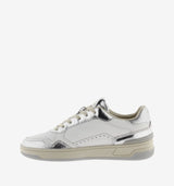 Victoria Sneaker donna in pelle bianco con dettagli in laminato argento