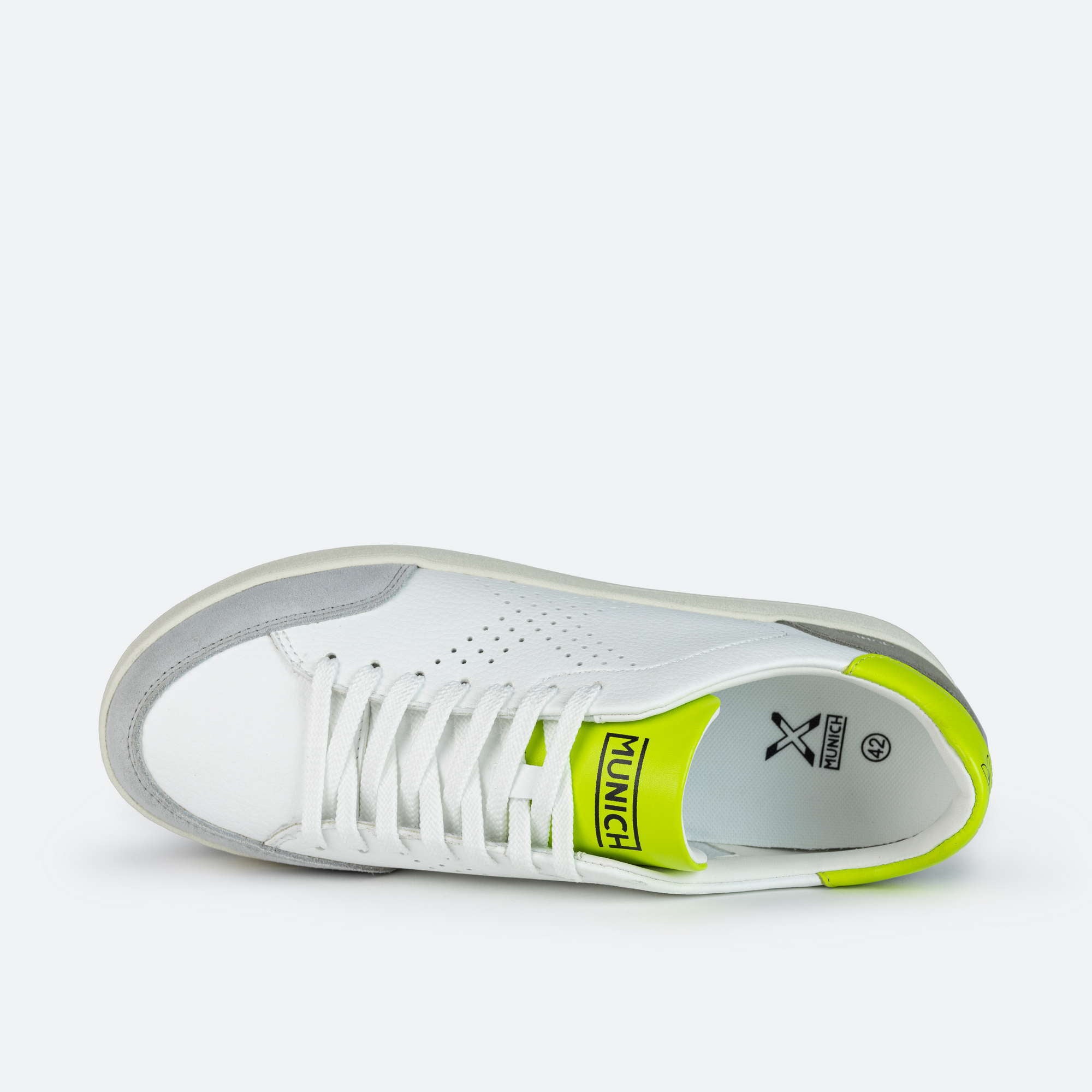 Munich Sneakers uomo pelle bianca dettagli lime