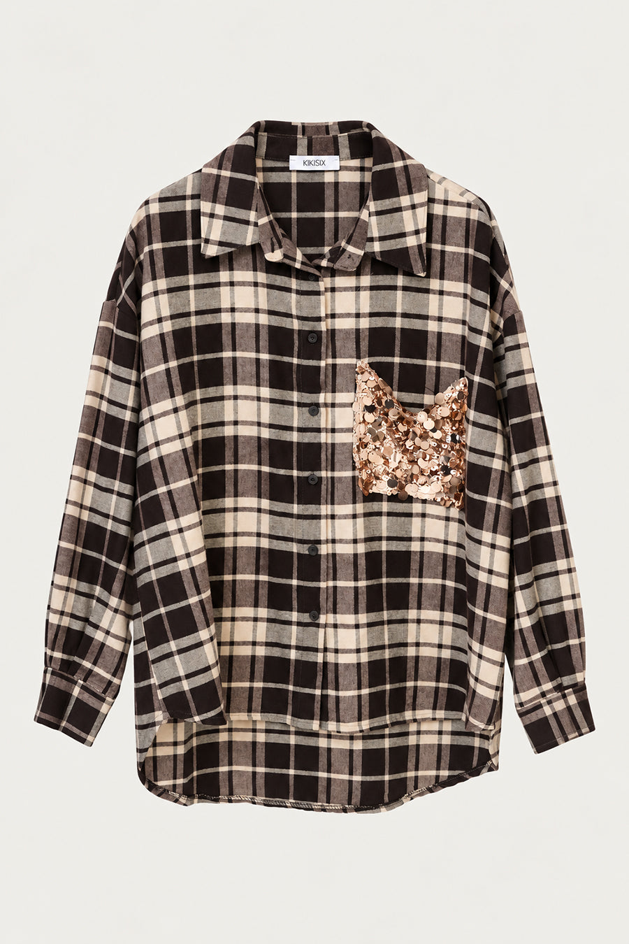 KIKISIX CAMICIA OVER PAILLETTES MORO