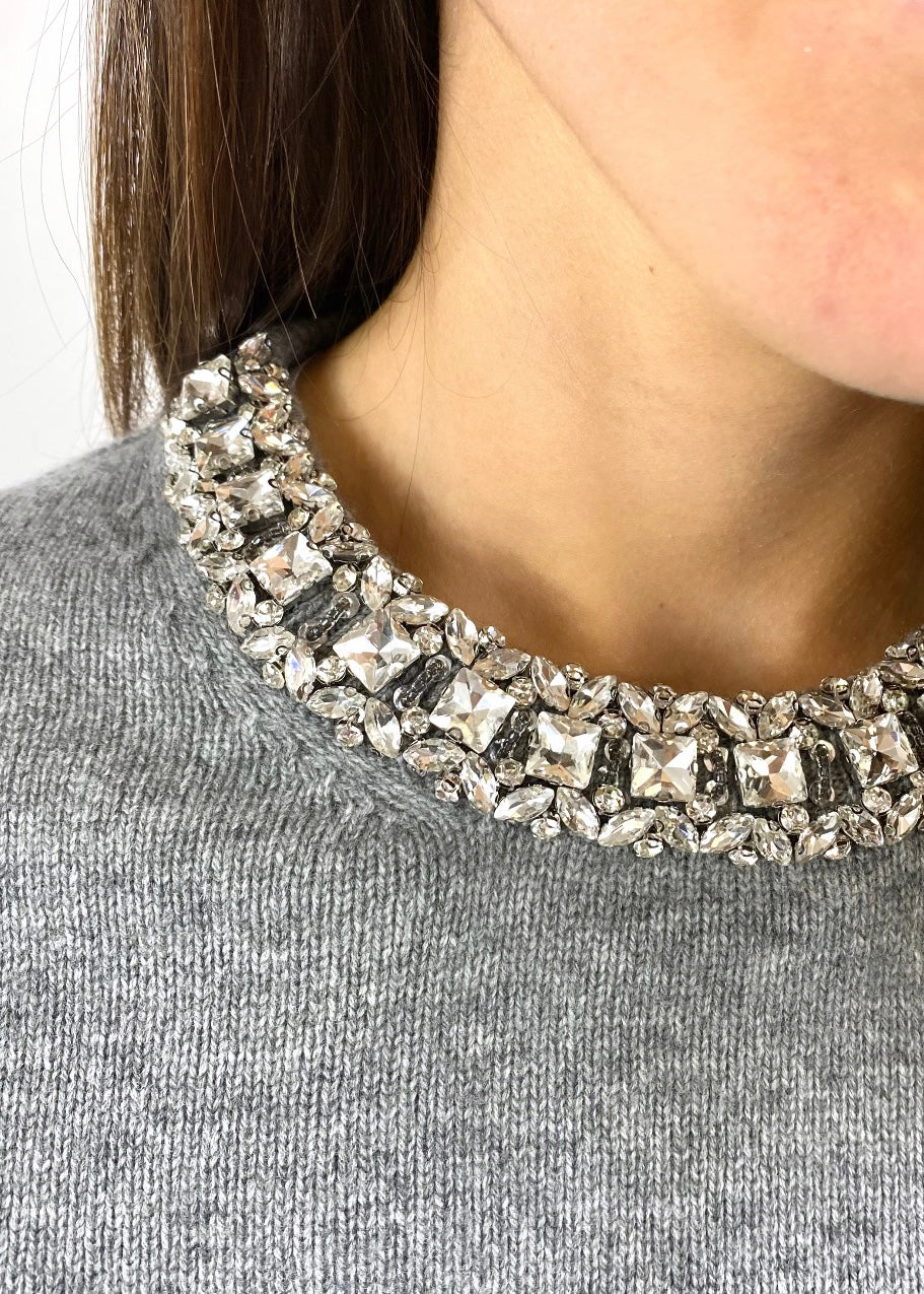 KIKISIX MAGLIONE GIOIELLO GRIGIO