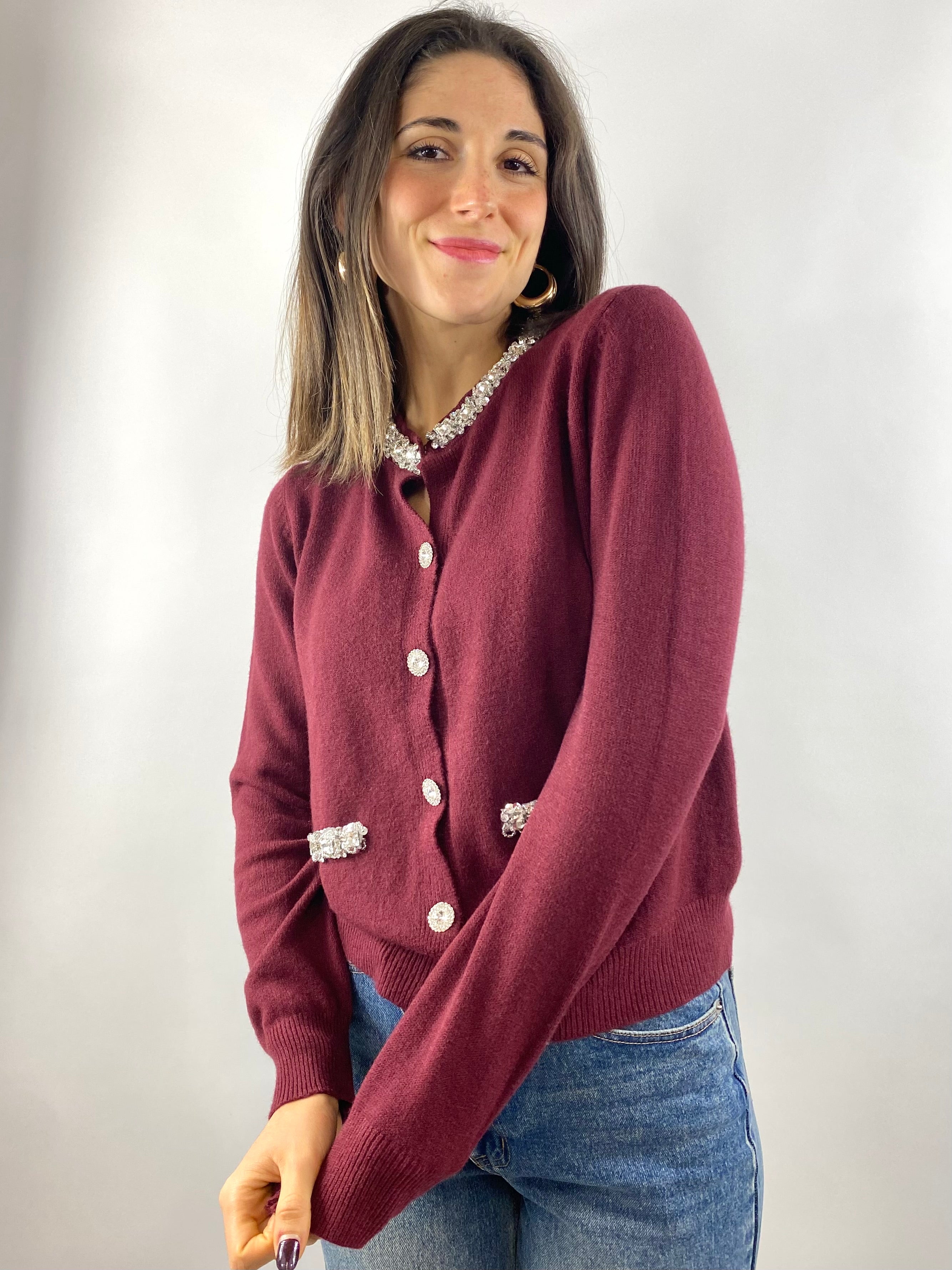 SUSY MIX CARDIGAN VINO