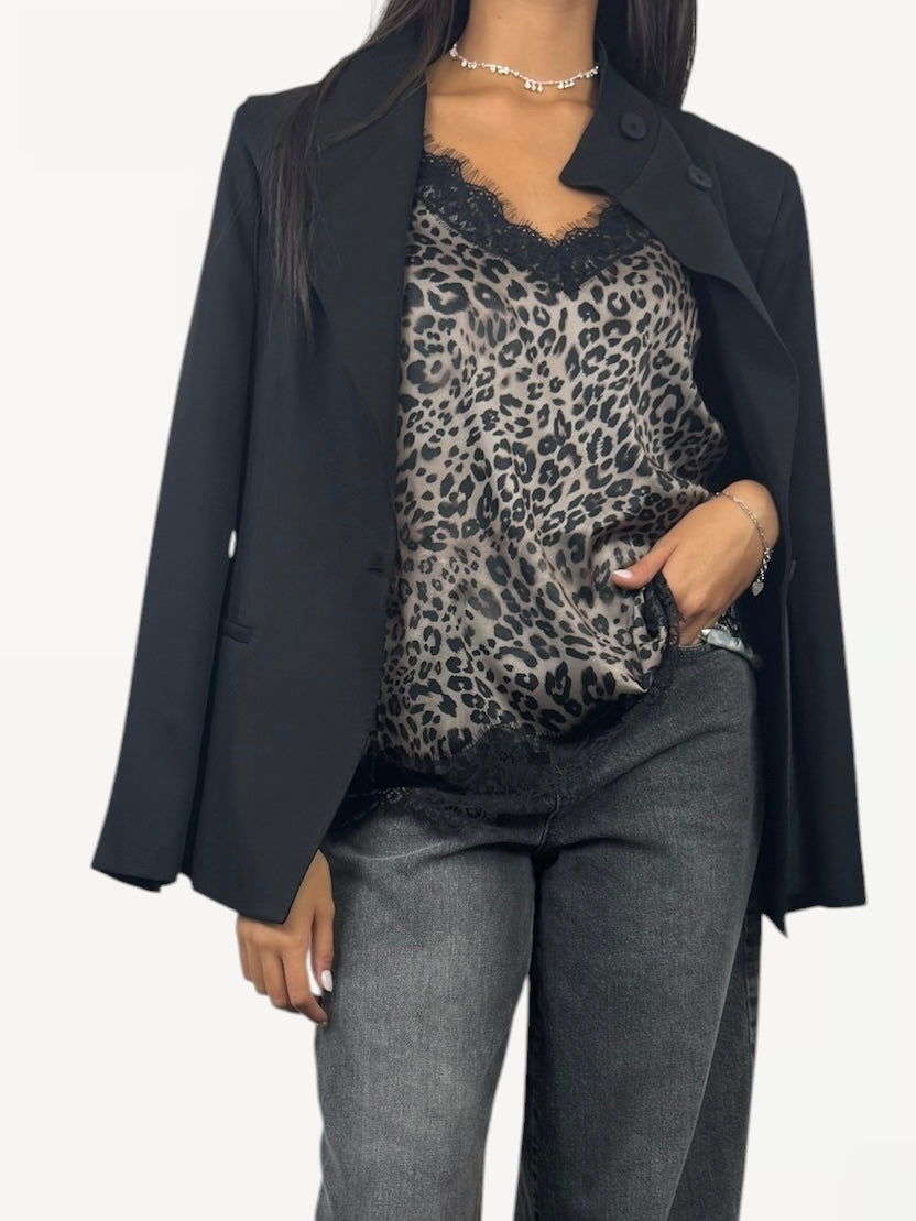 SUSY MIX TOP ANIMALIER CON INSERTI IN PIZZO