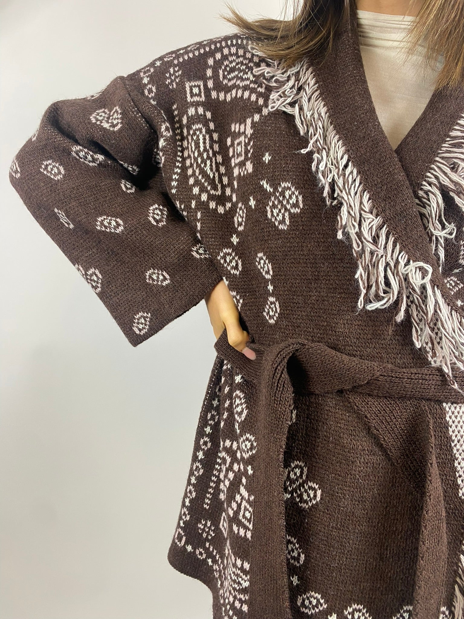 KIKISIX GIACCA KIMONO MARRONE CIPRIA