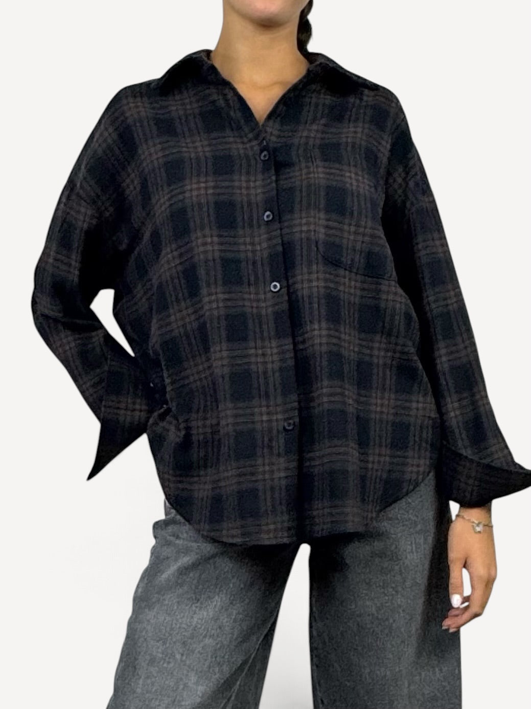 SUSY MIX CAMICIA QUADRI NERO
