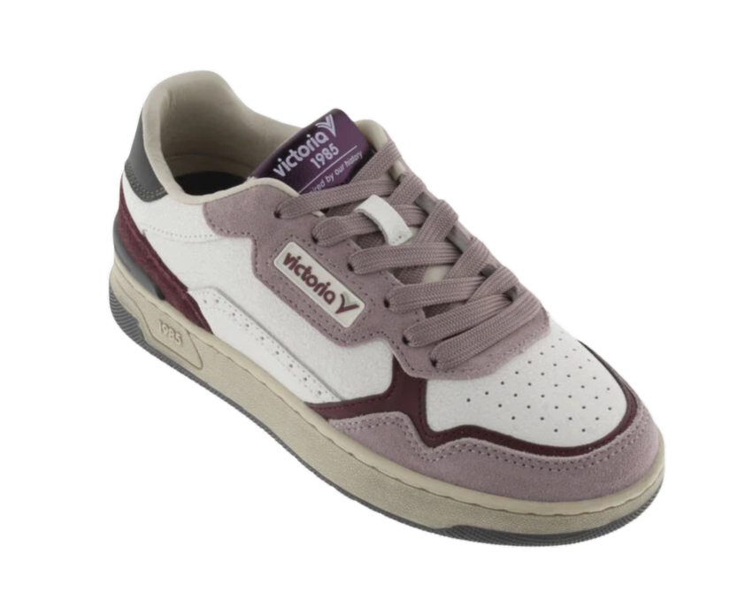 VICTORIA Sneakers donna in pelle con inserti in suede rosa