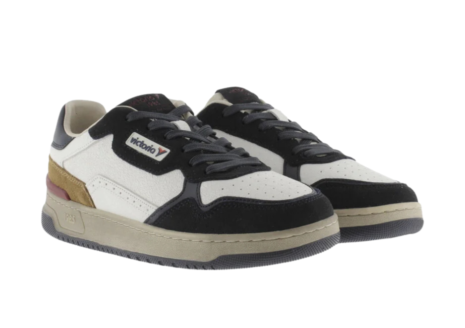 VICTORIA Sneaker uomo in pelle con inserti in suede marino