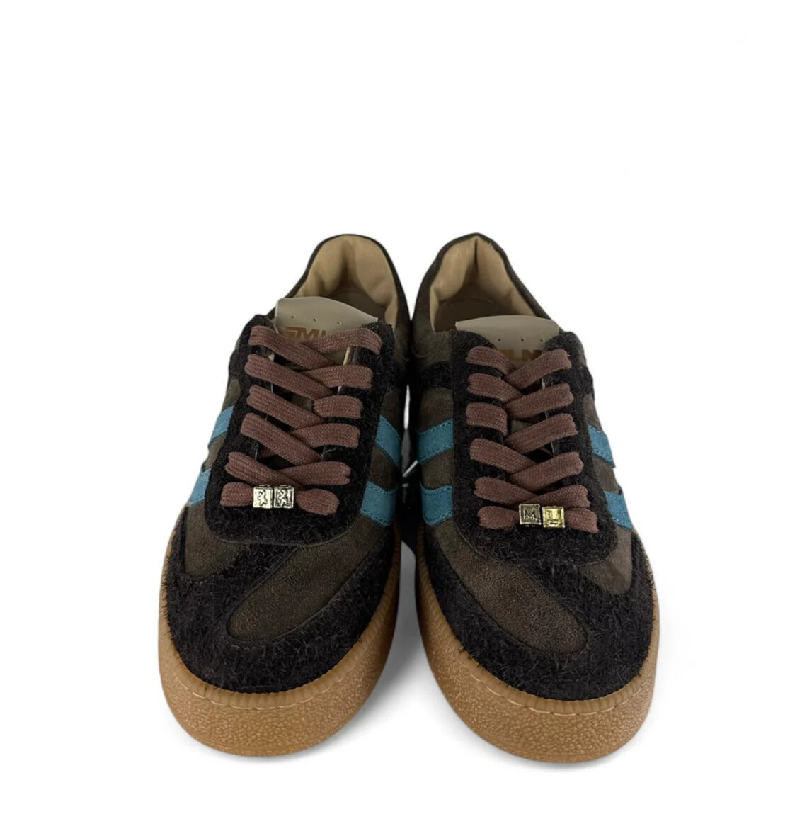 MELINE Sneaker donna in suede dettagli in pelle marrone