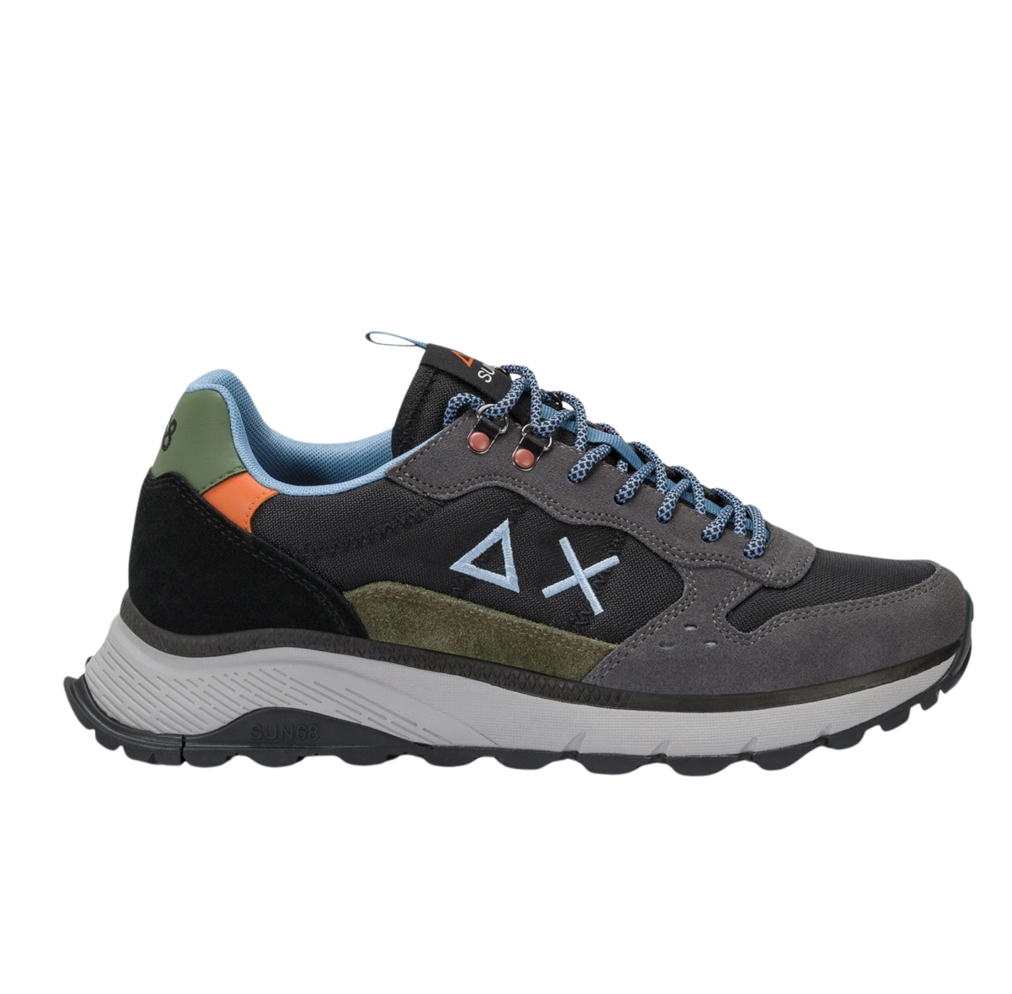 SUN68 Sneakers uomo in suede e tela nero