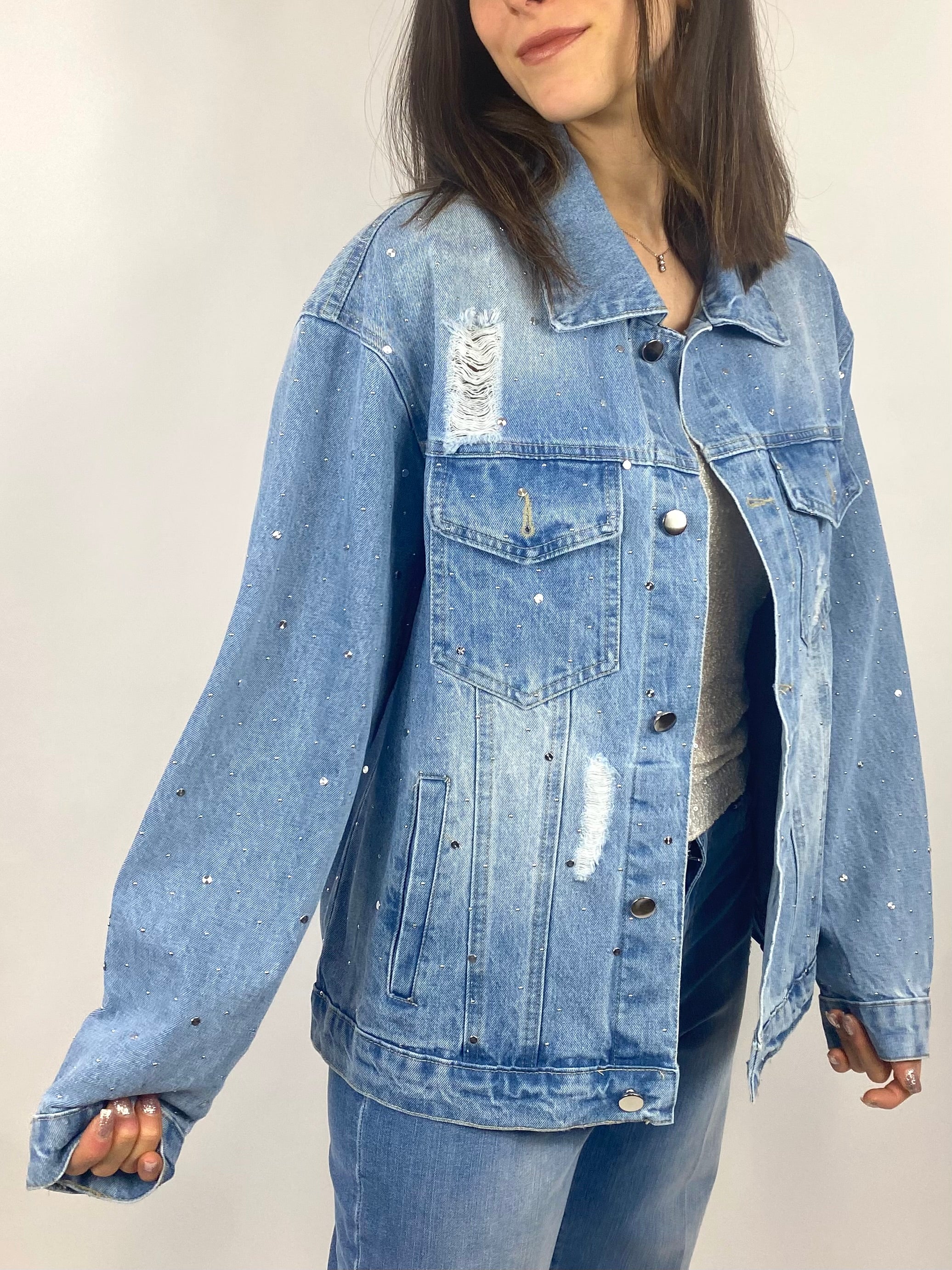SUSY MIX GIUBBINO DI JEANS CON STRASS