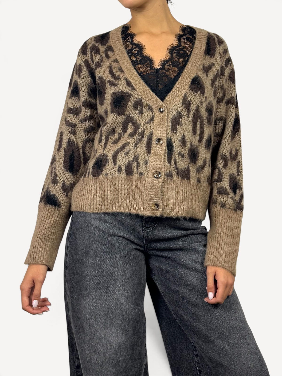 SUSY MIX CARDIGAN MACULATO CAMMELLO