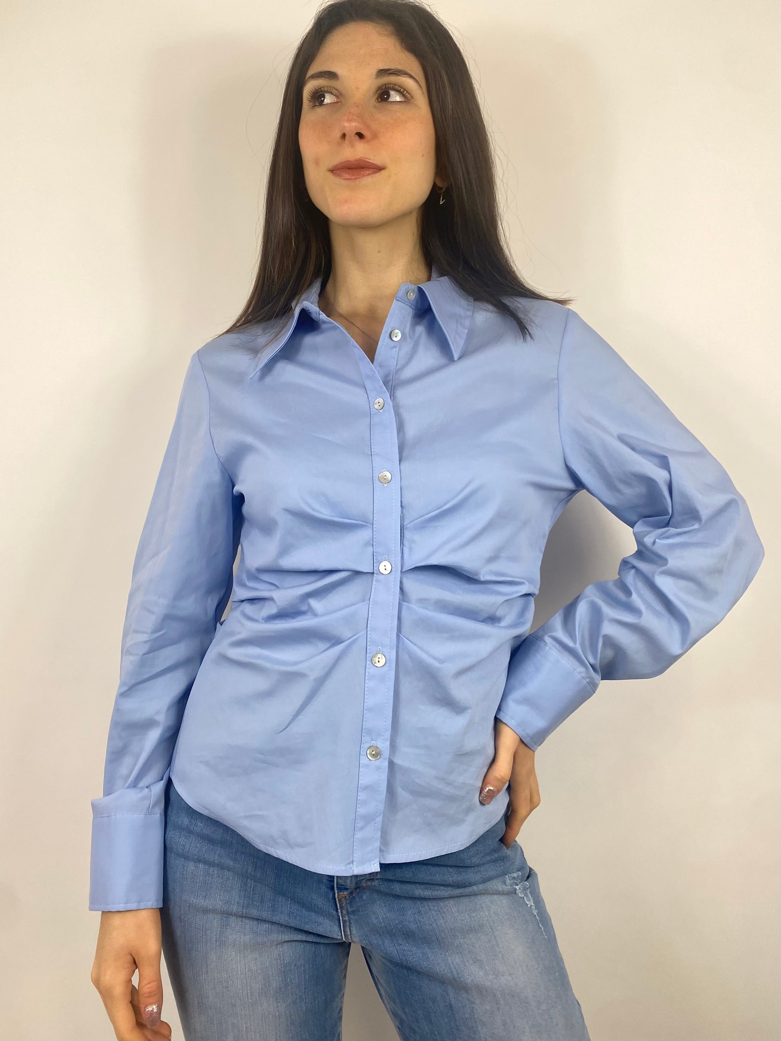 SUSY MIX CAMICIA CON ARRICCIO CELESTE