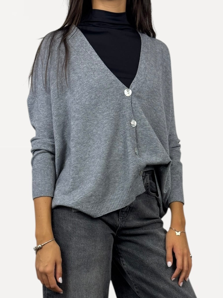 SUSY MIX CARDIGAN BOTTONI GRIGIO