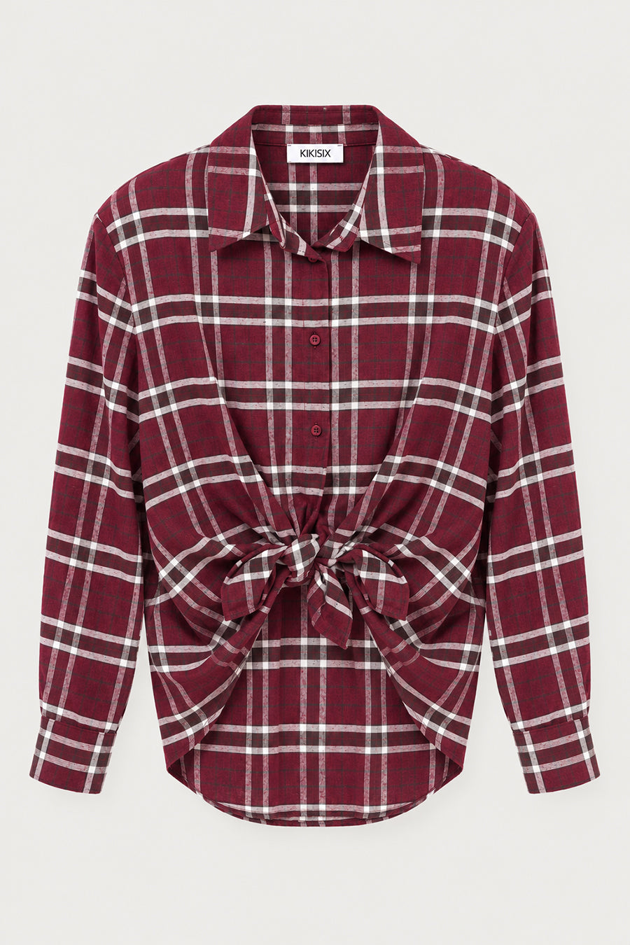 KIKISIX CAMICIA CHECK CON SPALLINE VINO