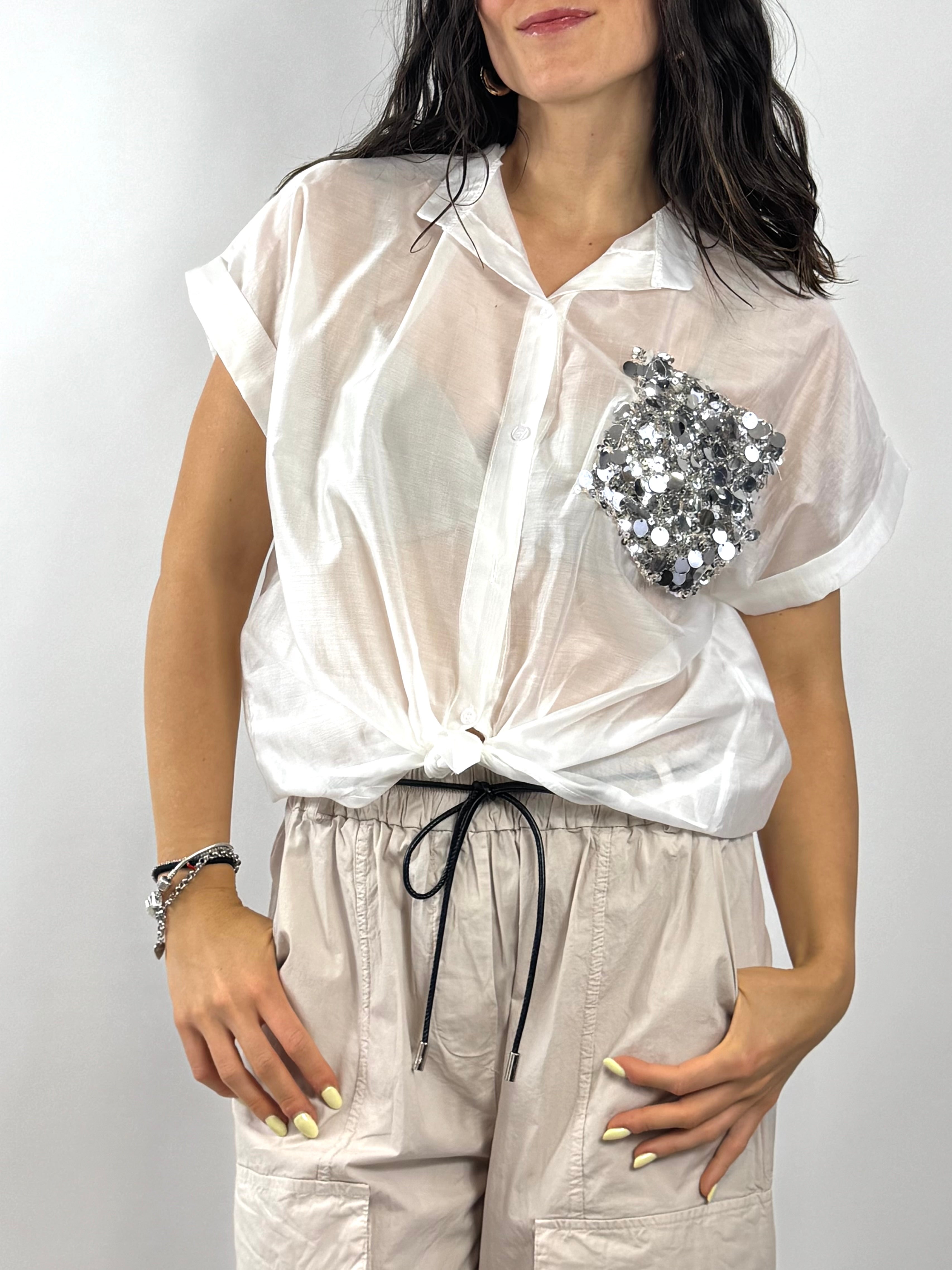 CECILE CAMICIA BIANCA TASCA STRASS