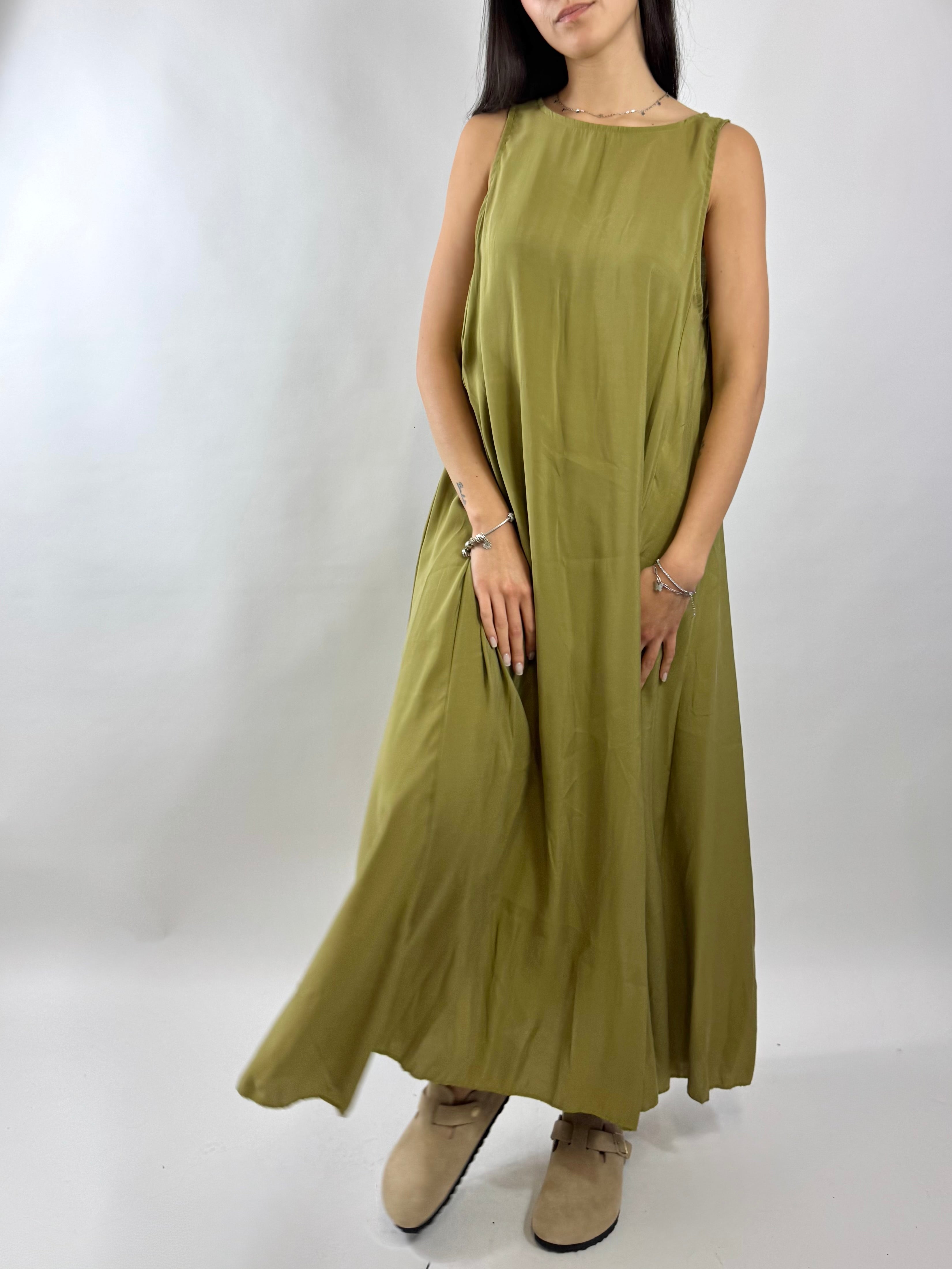 CECILE ABITO LUNGO VERDE OLIVA
