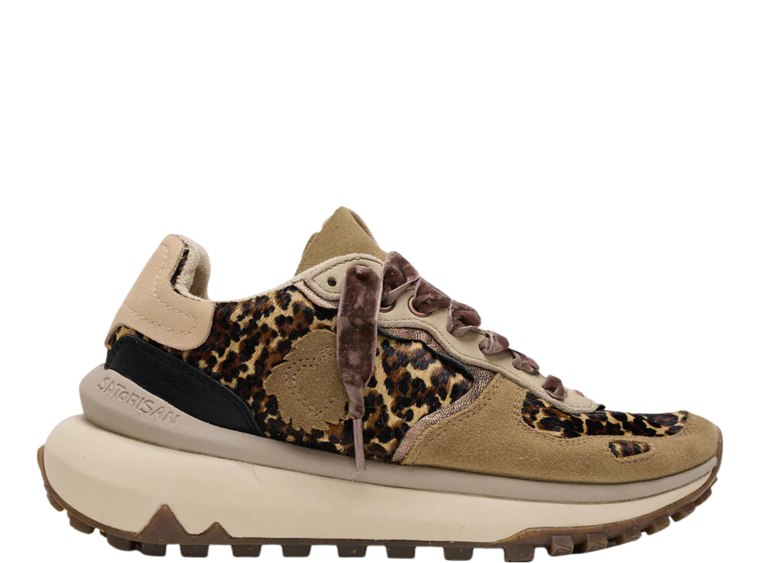 SATORISAN Sneakers donna cavallino suede leopardo