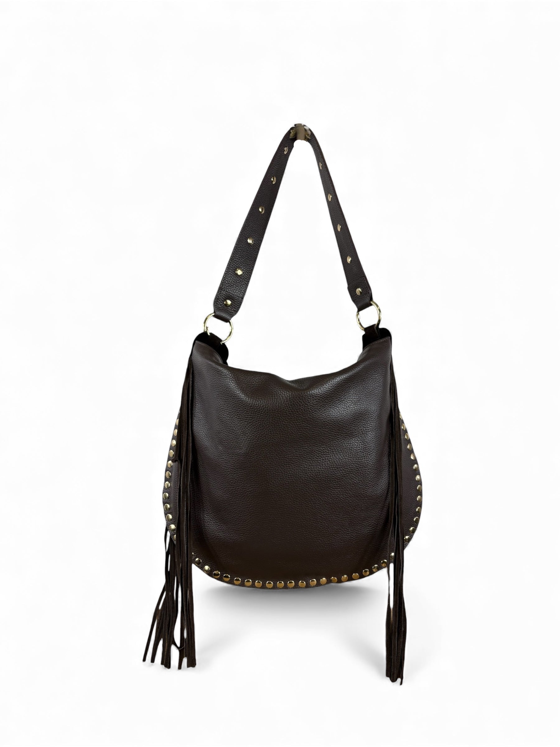 CECILE BORSA CON FRANGE E BORCHIE MORO