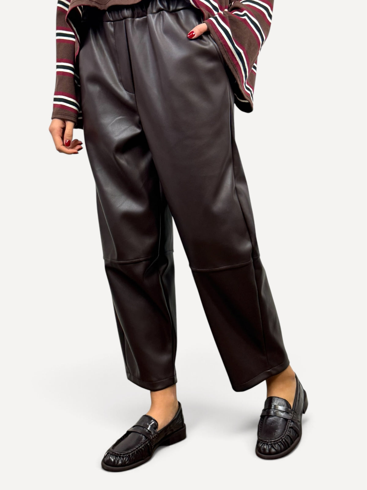 CECILE PANTALONI SIMILPELLE MORO