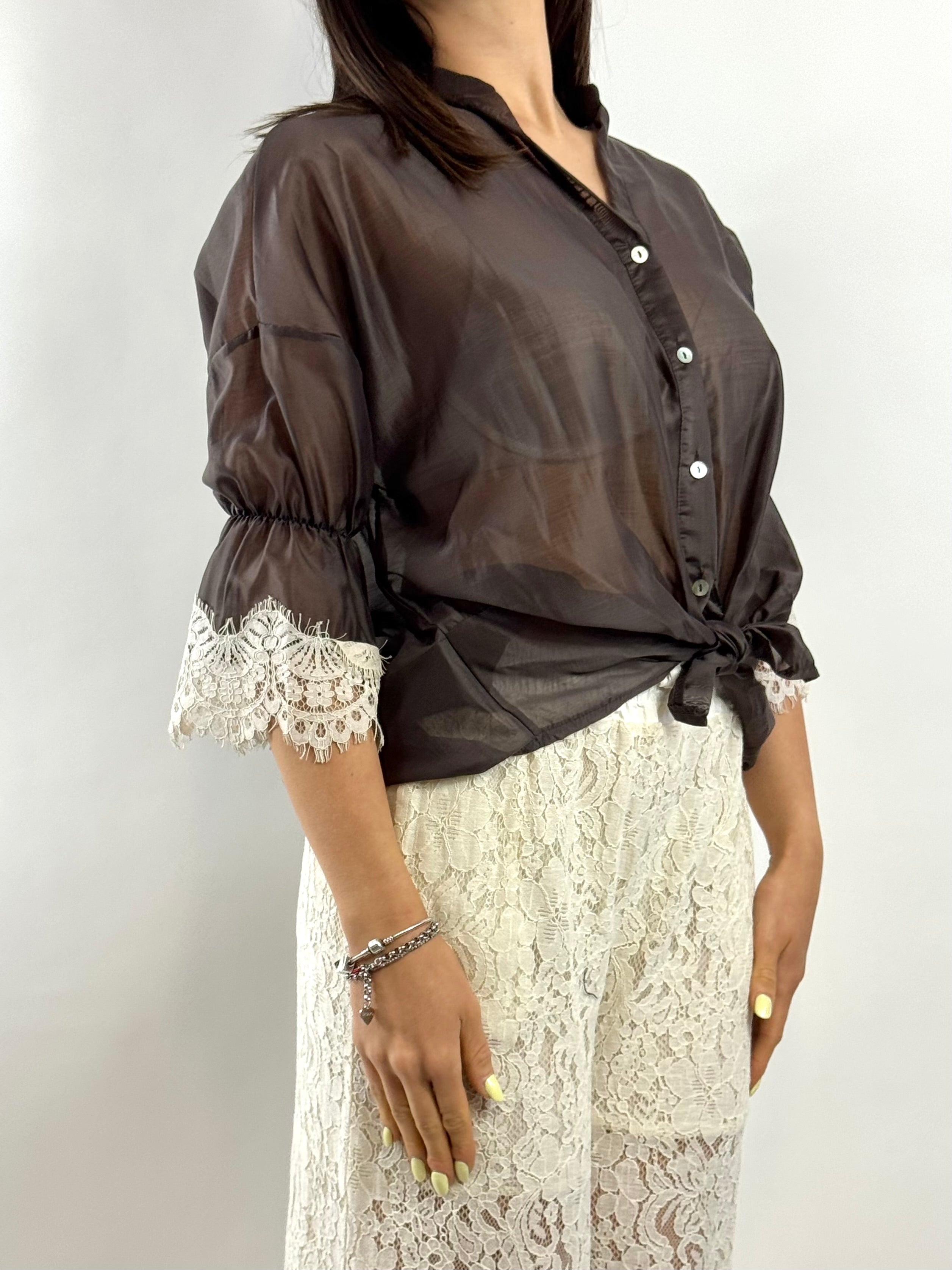 SUSY MIX CAMICIA MANICA PIZZO MORO