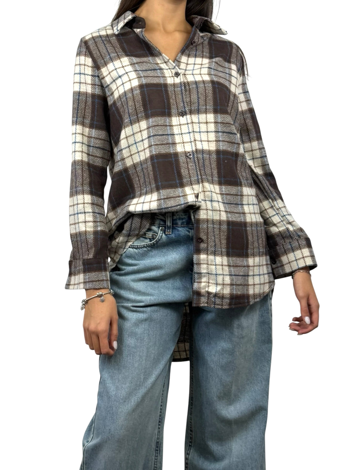 SUSY MIX CAMICIONE IN CHECK MORO