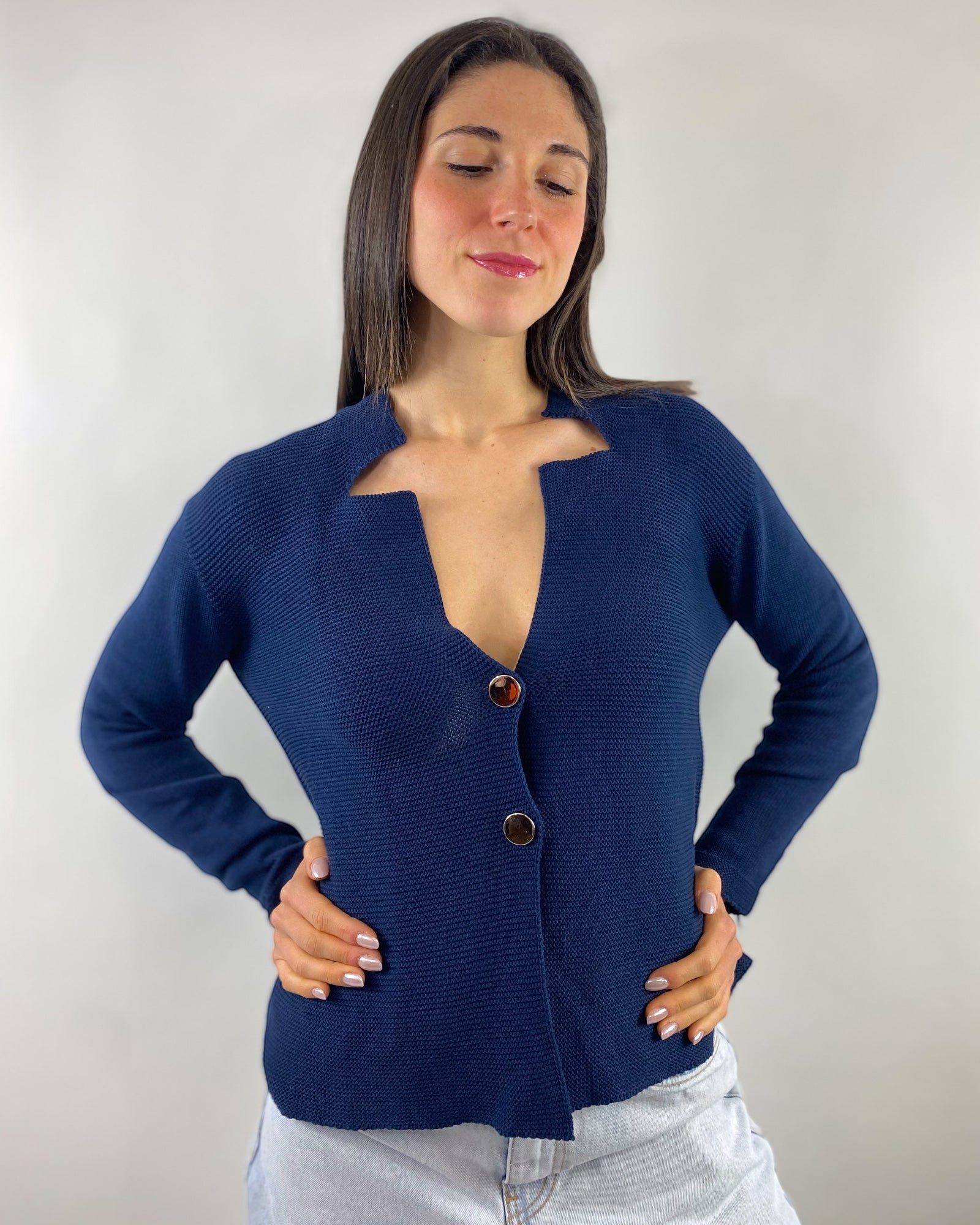 SUSY MIX CARDIGAN LINKS BLU