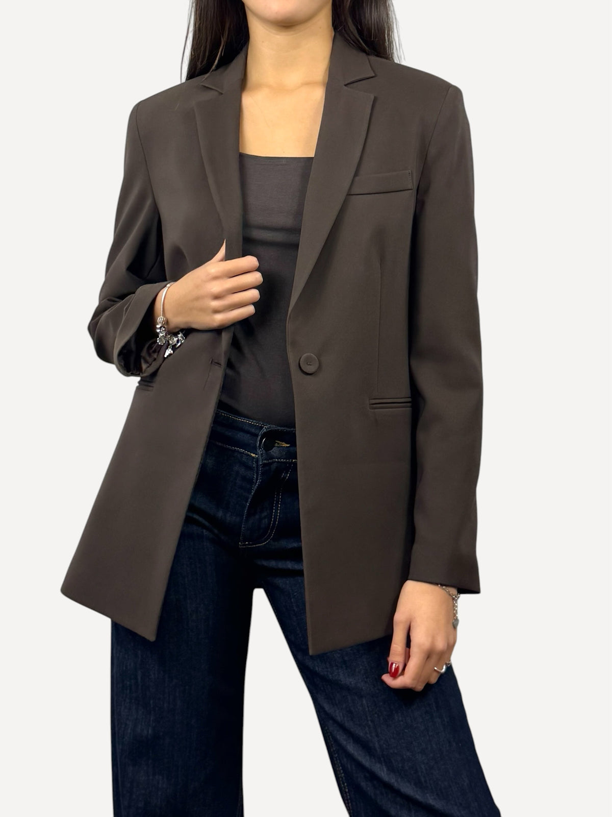 SUSY MIX BLAZER BOTTONE MORO