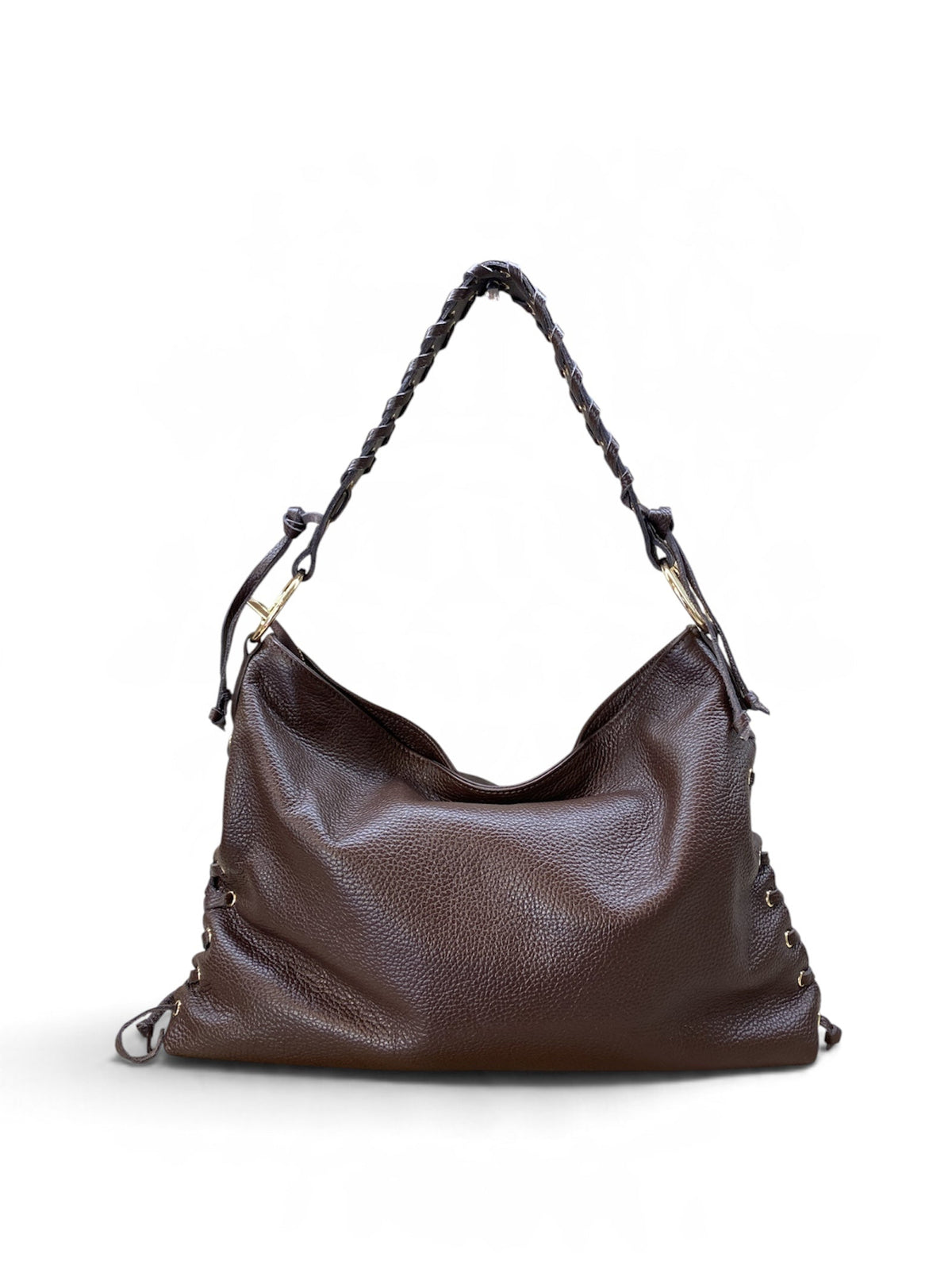 CECILE BORSA A MANO CON INFILATURE MARRONE