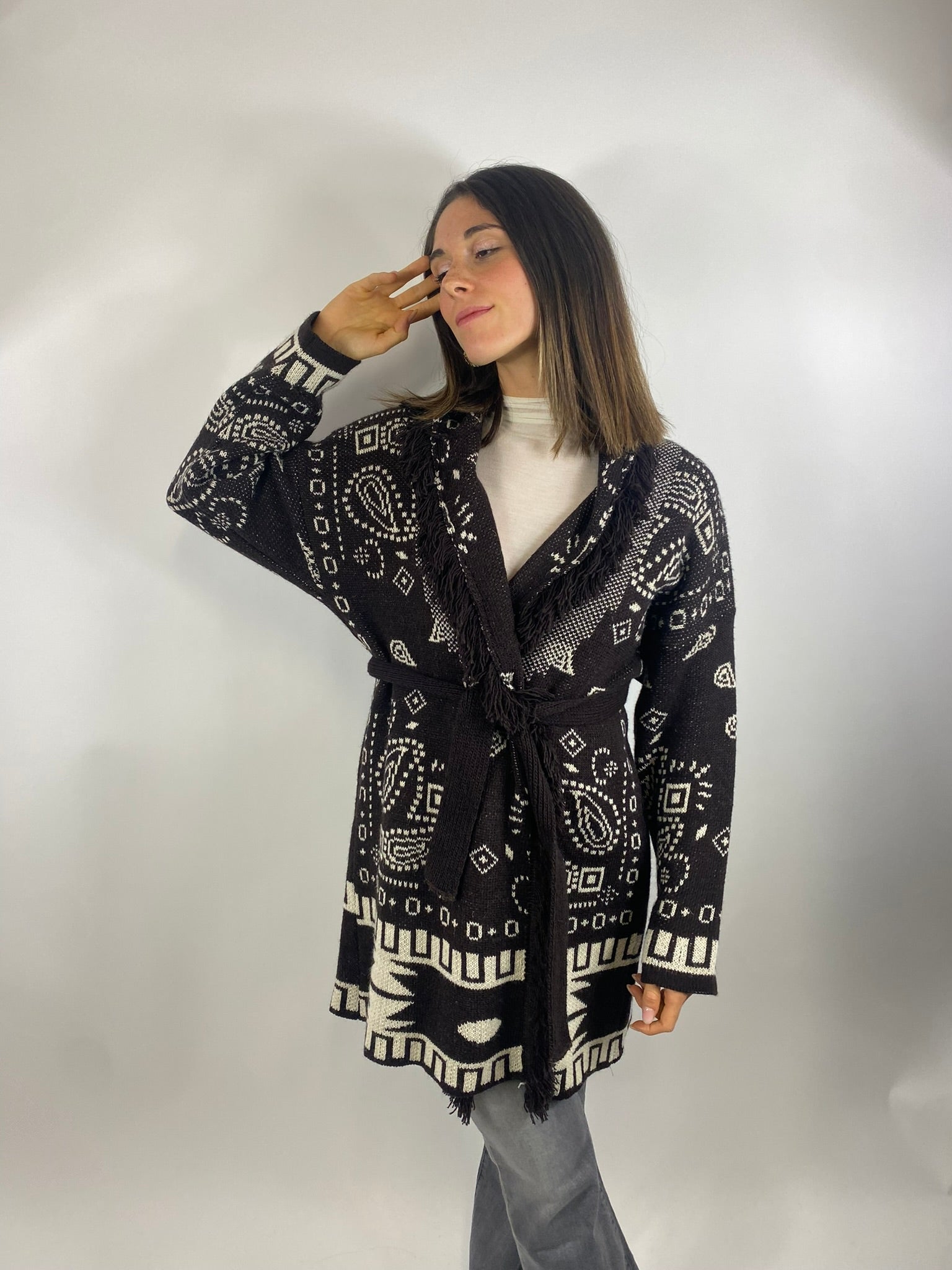 SUSY MIX CARDIGAN CON FRANGIA MORO