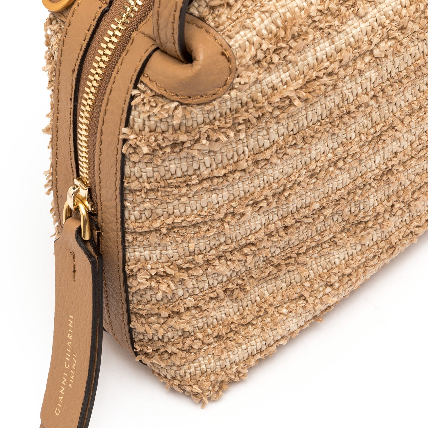 Gianni Chiarini borsa a mano in paglia con tracolla e inserti di pelle