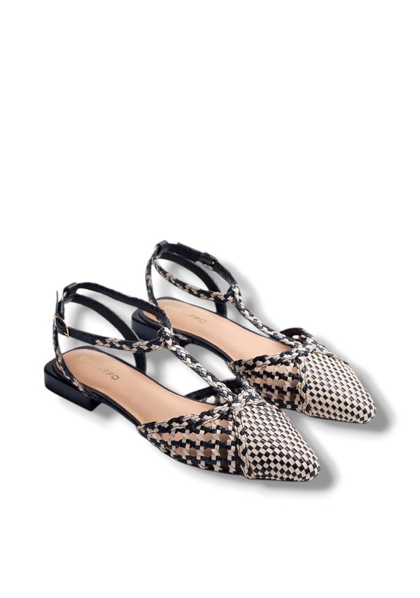 GIOSEPPO BALLERINA PELLE INTRECCIATA NERA
