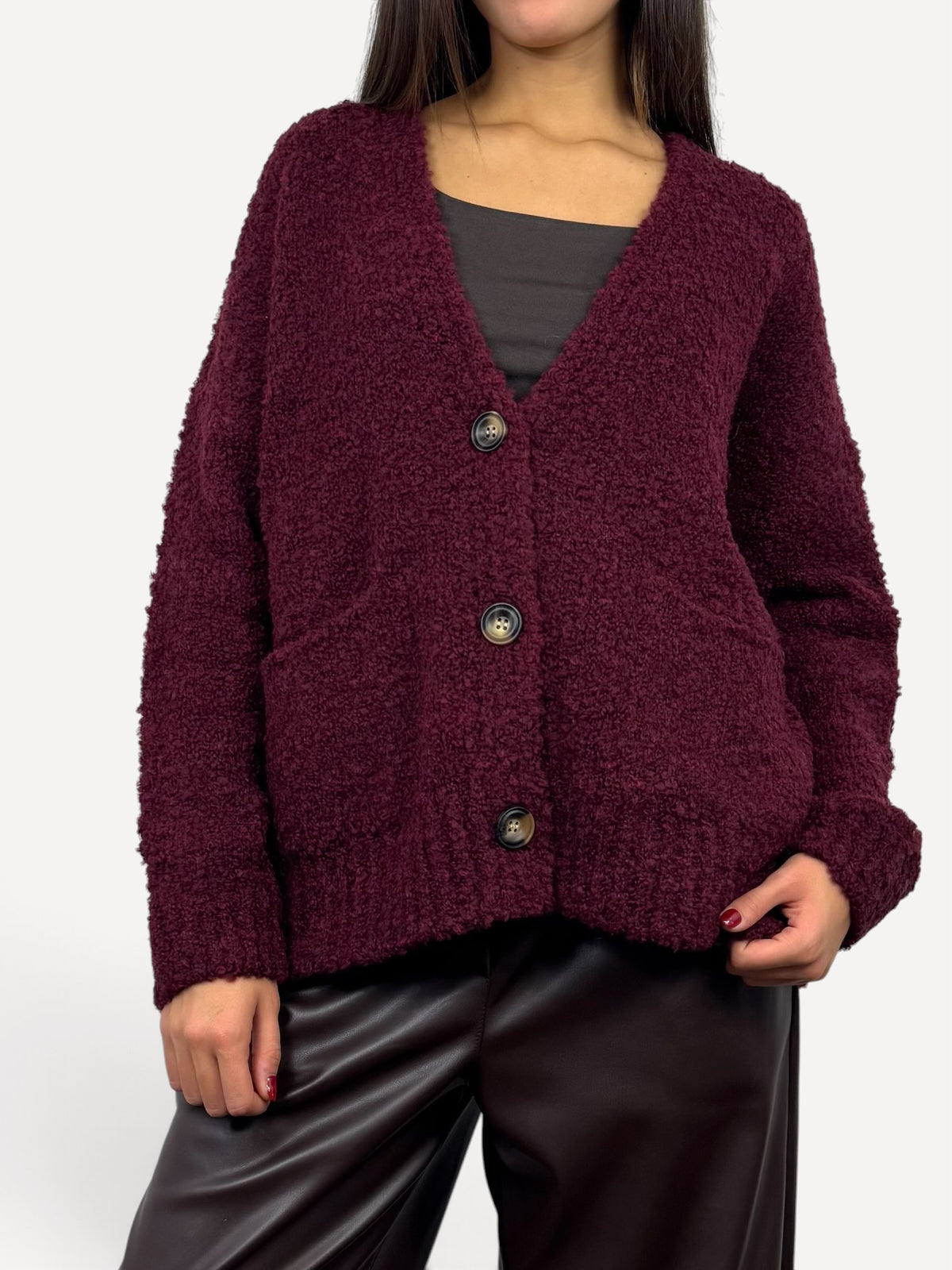 SUSY MIX CARDIGAN BOUCLÈ VINO