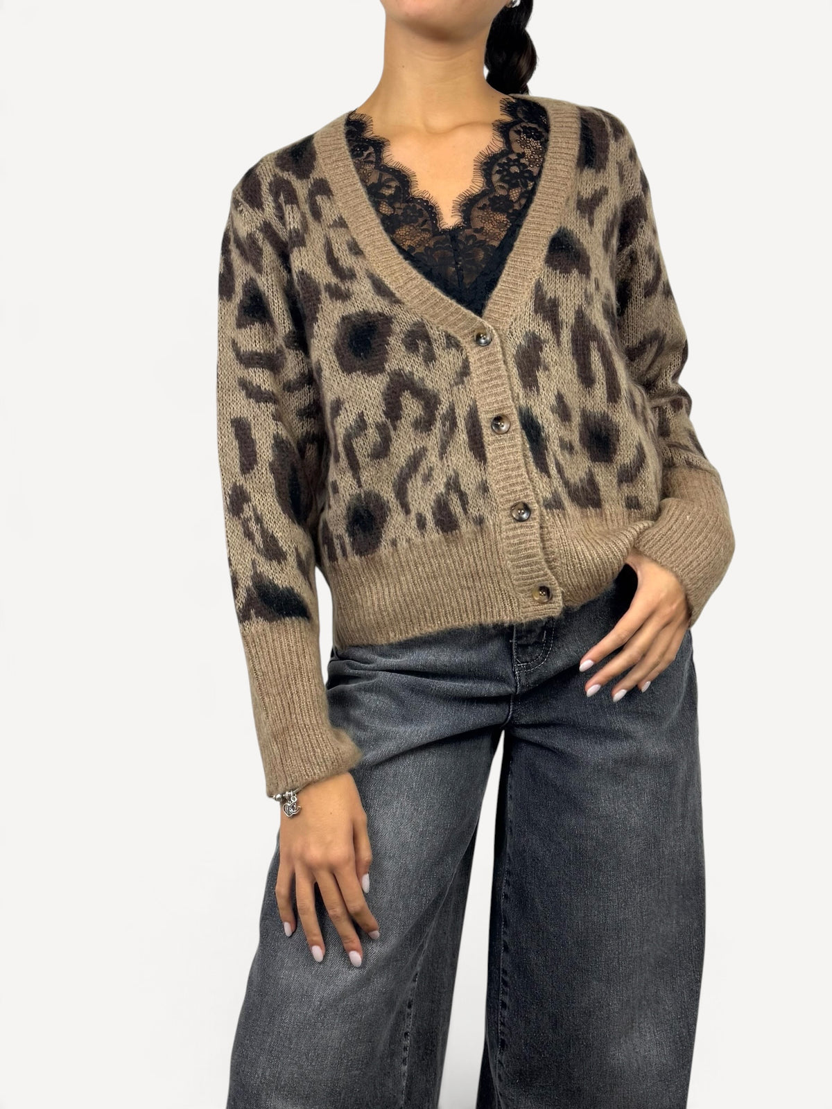 SUSY MIX CARDIGAN MACULATO CAMMELLO