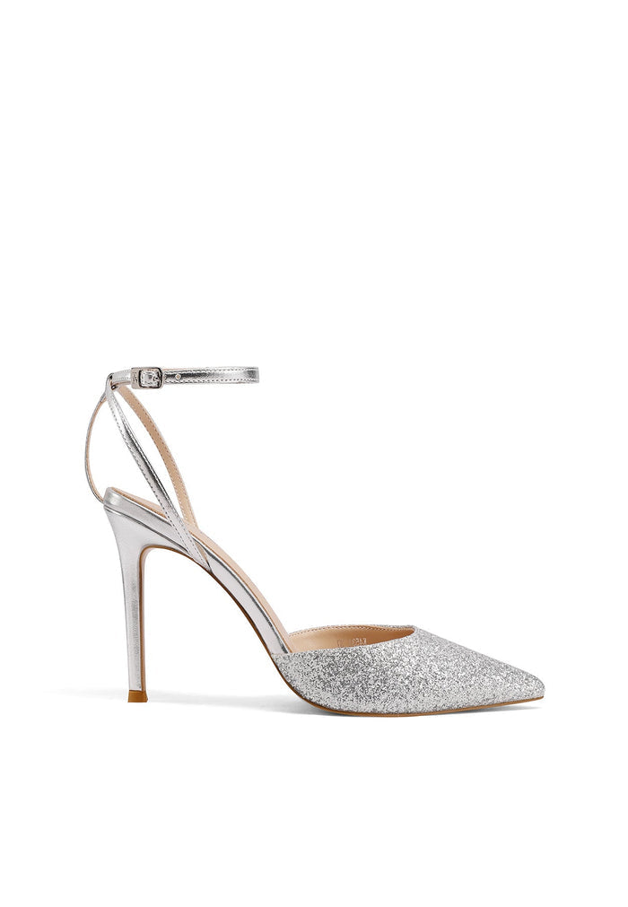 QUEEN HELENA SLINGBACK GLITTER SILVER